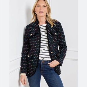 Talbots Rainbow Tweed Jacket Women's 6 Ribbon Weave Blazer 60s Chic Mod Colorful